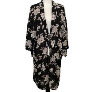 Spiritual Gangster Kimono Duster Cardigan Floral Tie Front Cover Up OS Boho